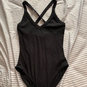 NWOT black strappy back bodysuit
